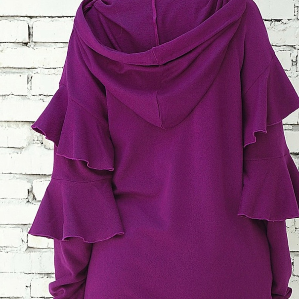 Tiered Ruffle Sleeve Hoodie - Picture 5 of 6